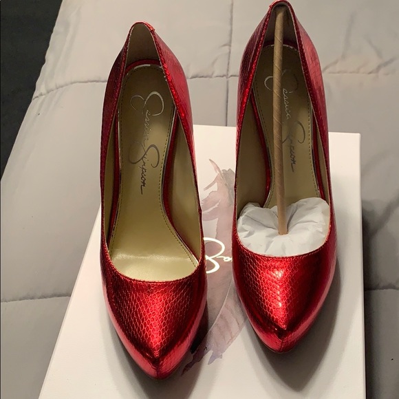 jessica simpson red snakeskin boots